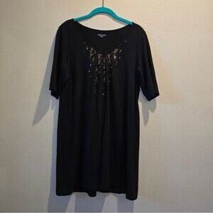 Eileen Fisher Black Sequined Top Black Gold Size S